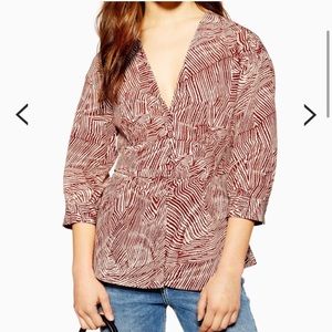 Topshop Zebra Print Wrap Blouse